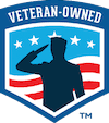 Tree Service A badge with the text Veteran-Owned at the top, featuring a silhouette of a saluting person in front of stars and red and white stripes, perfect for an arborist or tree care business proud to support veterans. Middle Tennesseer